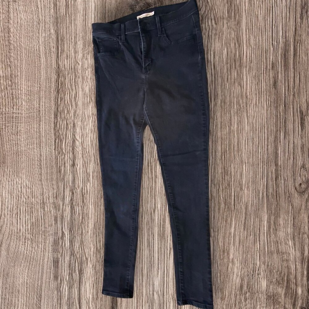 Levis 720 High Rise Super Skinny Jeans Size 30 Black Denim Womens Stretch - Picture 2 of 8